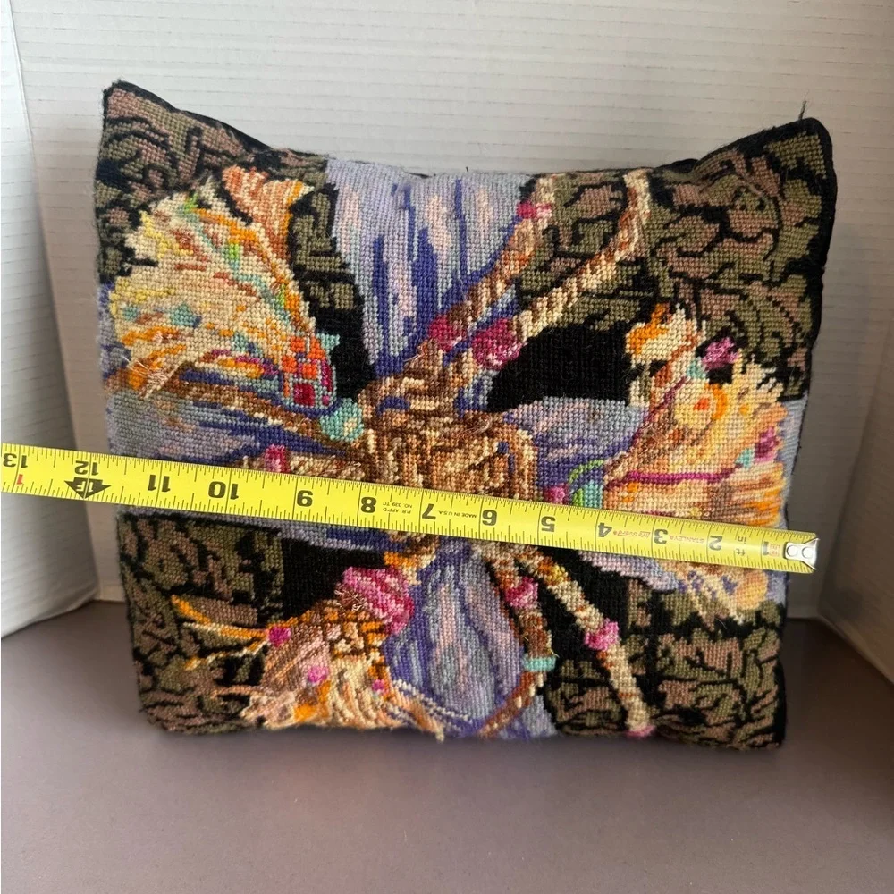 Floral Needlepoint Accent Pillow